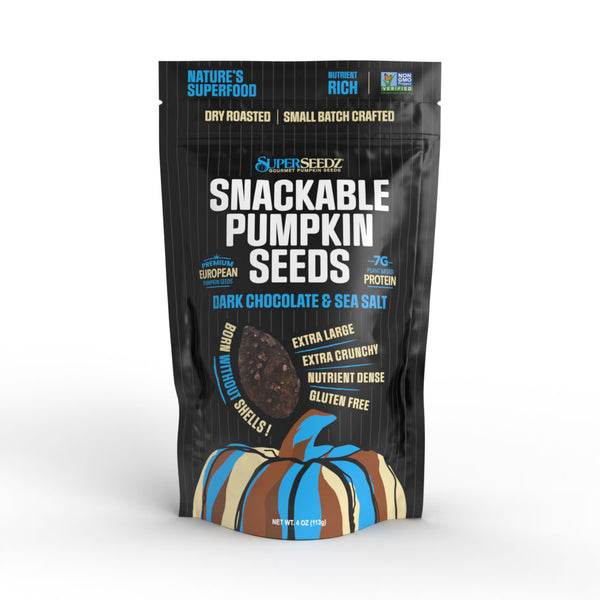 🍫 Dark Chocolate & Sea Salt Gourmet Pumpkin Seeds – Roasted, Premium European Pepitas, Antioxidant Boost