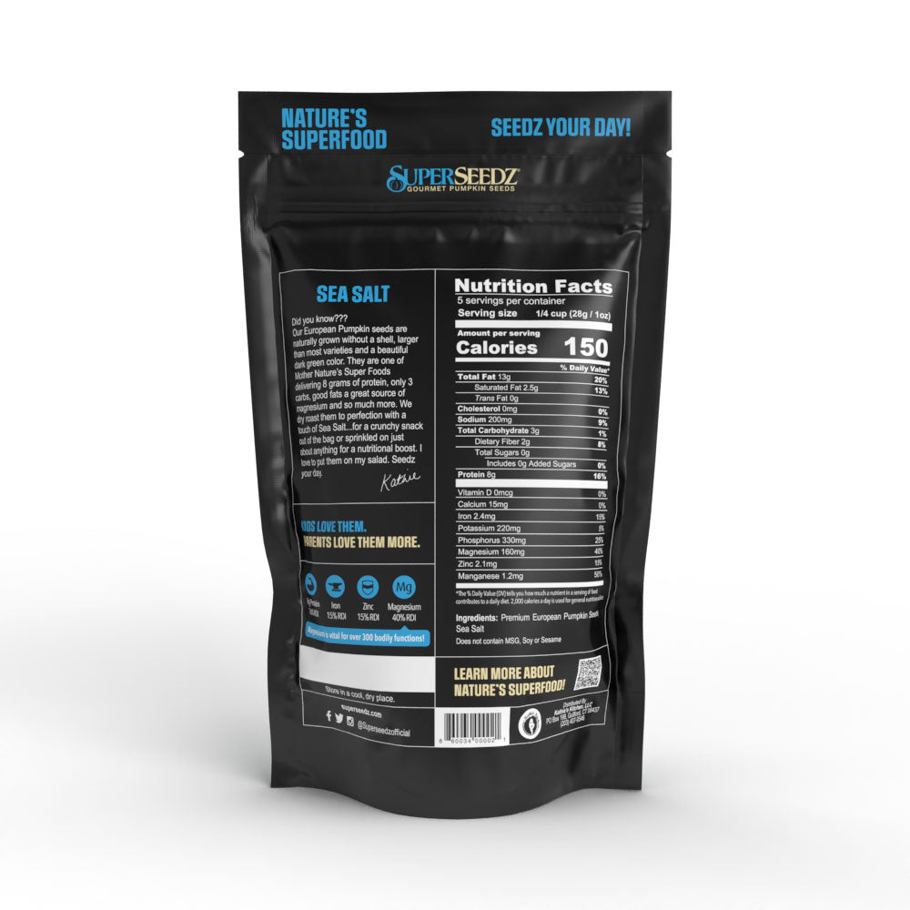 Ingredient list for 🧂 Classic Sea Salt Gourmet Pumpkin Seeds – Premium European, Hull-Less, Dry Roasted, Low Sodium